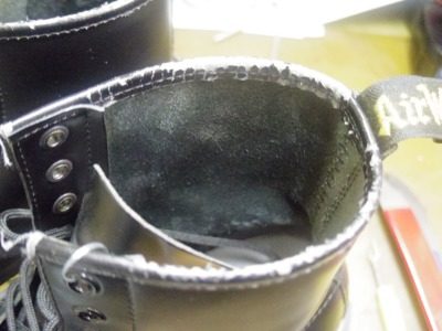 ドクターマーチン　履き口合皮材交換例 2-2