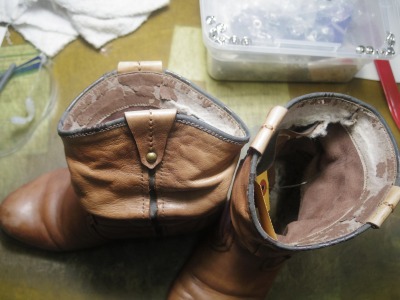 ブーツ 履き口ライニング交換例